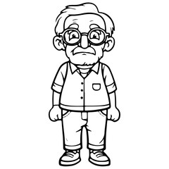 Obraz premium elderly man, old man, Cute elderly man outline vector illustration