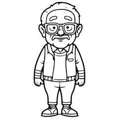Obraz premium elderly man, old man, Cute elderly man outline vector illustration
