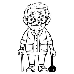 Obraz premium elderly man, old man, Cute elderly man outline vector illustration