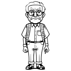 Obraz premium elderly man, old man, Cute elderly man outline vector illustration