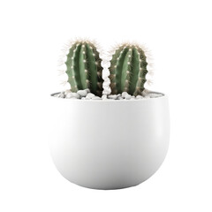cactus in pot isolated on white