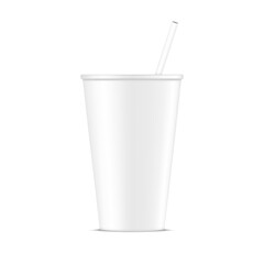 mock up of plastic cup with straw. Vector illustration