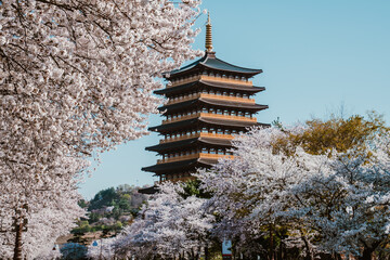 Replica tower of Hwangnyongsa temple in Gyeongju South Korea