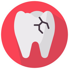 broken tooth round flat vector icon