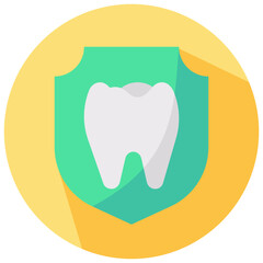 tooth protection round flat vector icon