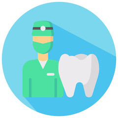 dentist round flat vector icon