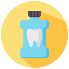 mouthwash round flat vector icon