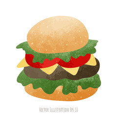 Burger hand drawn, isolated on white background  ,vector illustration EPS 10