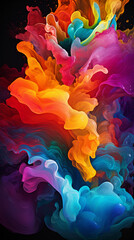 Rainbow liquid swirl.  Colorful paint splash. Colored waves background. Generative Ai