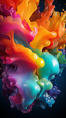 Obraz premium Rainbow liquid swirl. Colorful paint splash. Colored waves background. Generative Ai
