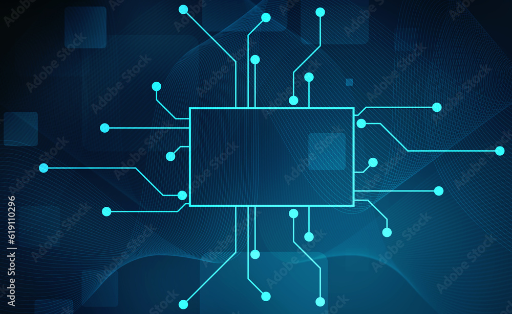Poster abstract futuristic circuit board illustration, circuit board with various technology elements. circ
