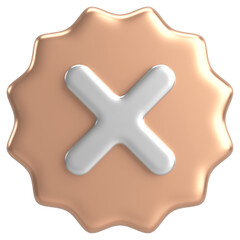 3D close button. Cross sign. 3D illustration.