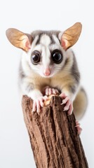 A close up of a small animal on a tree stump. Generative AI image.