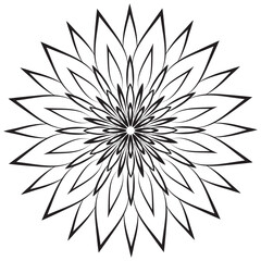 Flower mandala coloring page. Simple symmetric floral shape for mindful coloring