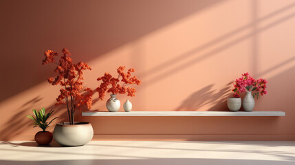 Minimalist Home Interior Background, Mockups Design 3D, High-quality Mockups, Generative Ai