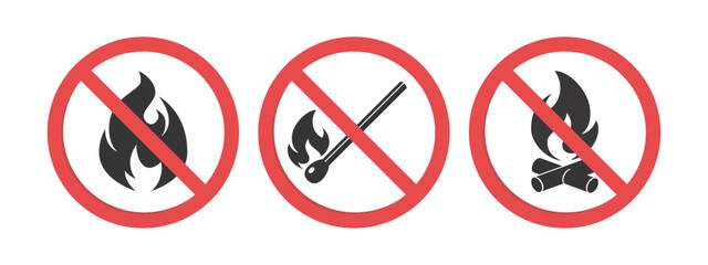 No open fire vector icons in flat style