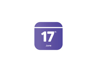 17th June calendar date month icon with gradient color, flat design style vector illustration