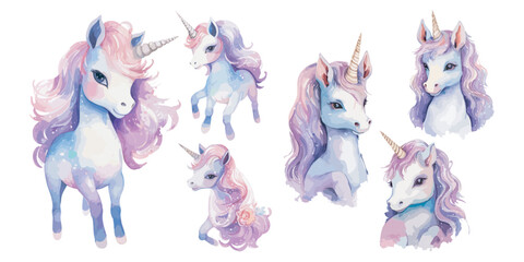 watercolor baby unicorn clipart for graphic resources © Dgillustration12u