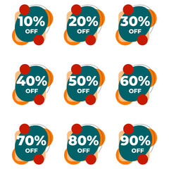 SALE BADGE TEMPLATE DESIGN SET. OFFER WITH DIFFERENT DISCOUNT PROMOTION.MODERN SET DESIGN VECTOR FOR YOUR BUSINESS