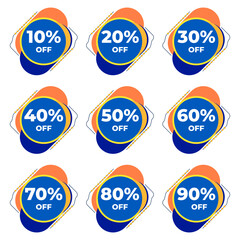 SALE BADGE TEMPLATE DESIGN SET. OFFER WITH DIFFERENT DISCOUNT PROMOTION.MODERN SET DESIGN VECTOR FOR YOUR BUSINESS