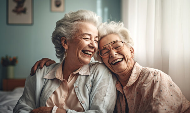 Freundinnen im Seniorenheim, generative AI