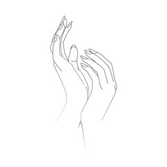 Line art female hands elegant minimalist simple vector art adjustable stroke 