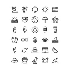 Unique, Simple and Modern beach icons set