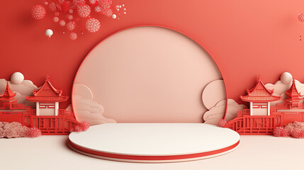 3d podium background themed chinese new year. Suitable for promotion product