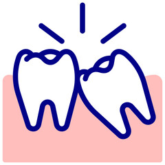 tooth impacted colored vector icon