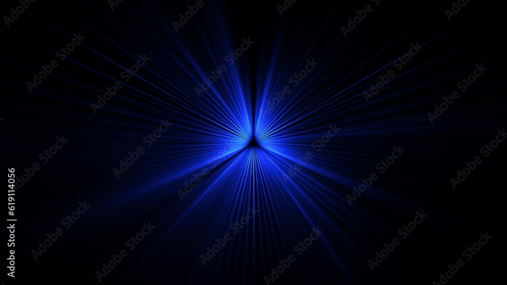 Poster abstract loop blue shine light sparking with beam radial shine ray vj loop light emitted from the ce