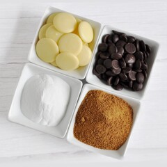 Chocolate ingredients cacao massa cacao butter cocos sugar xylitol