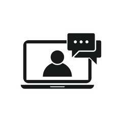 Online training in laptop icon in simple design. Vector illustration