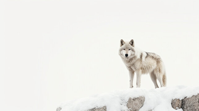 wolf in snow HD 8K wallpaper Stock Photographic Image