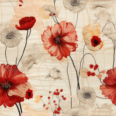 Nahtlos wiederholendes Muster - Textur von Baumwolle Stoff Textil mit Blumen