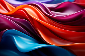Fototapeta na wymiar abstract background of multicolored silk waves close-up macro.generative ai