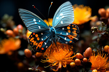 Butterfly on orange flower. Butterfly on orange flower. Butterfly on orange flower.generative ai