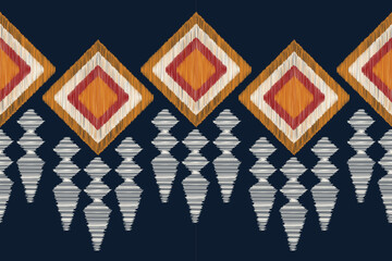 Ethnic Ikat fabric pattern geometric style.African Ikat embroidery Ethnic oriental pattern blue background. Abstract,vector,illustration.Texture,clothing,frame,decoration,carpet,motif.