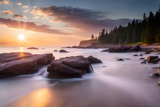 sunset over the sea Generated AI