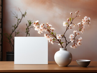 Mockup frame with minimal decor close up in home, Mockups Design 3D, High-quality Mockups, Generative Ai