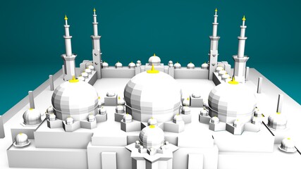 3D RENDER ISLAMIC MOSQUE BACKGROUND