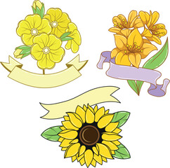 Fototapeta premium Floral Symphony: Vibrant Flowers Adorned with Ribbons