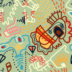 Abstract surreal seamless artwork with abstract line patterns