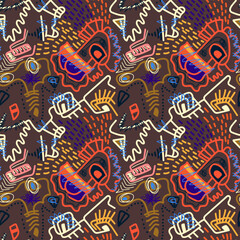 Abstract surreal seamless artwork with abstract line patterns