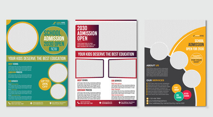 Back to school Set of brochure design templates on the subject of education, school, online learning.
Vector illustrations for flyer layout, Kids back to school education admission flyer poster layout - obrazy, fototapety, plakaty