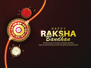  Indian festival Raksha Bandhan Greeting Card Template Design with rakhi and creative text. 
