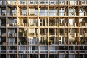 facade design of a modern building. Created with Generative AI technology. 