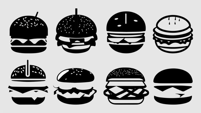Burger Icon Vector Illustration Logo Template sets