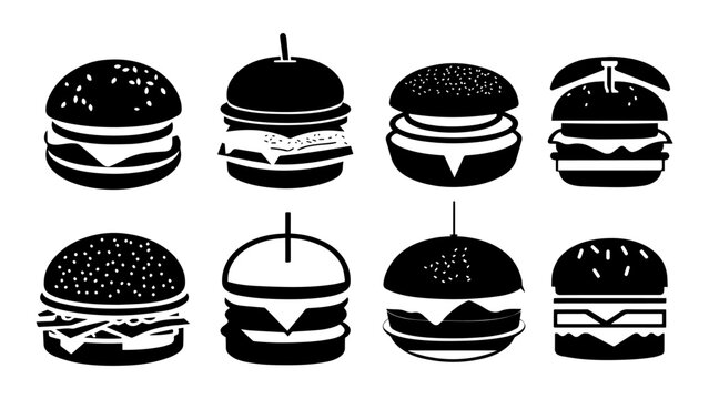 Burger Icon Vector Illustration Logo Template sets