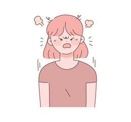 A very angry woman. Anger concept character illustration.