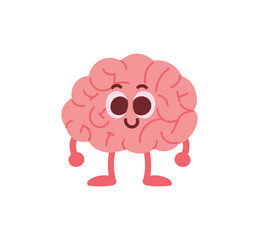 Standing brain character, brain anthropomorphism concept character illustration.